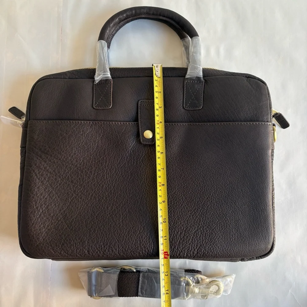 Mark & Graham Harvey Leather Briefcase Bag Dark Brown Laptop Pocket NEW gift